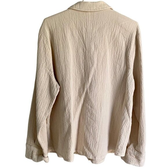 By JJ Long Sleeve Button Up Cream Colored Heavy Cotton Women's Top XL NEW NWT - Picture 6 of 9